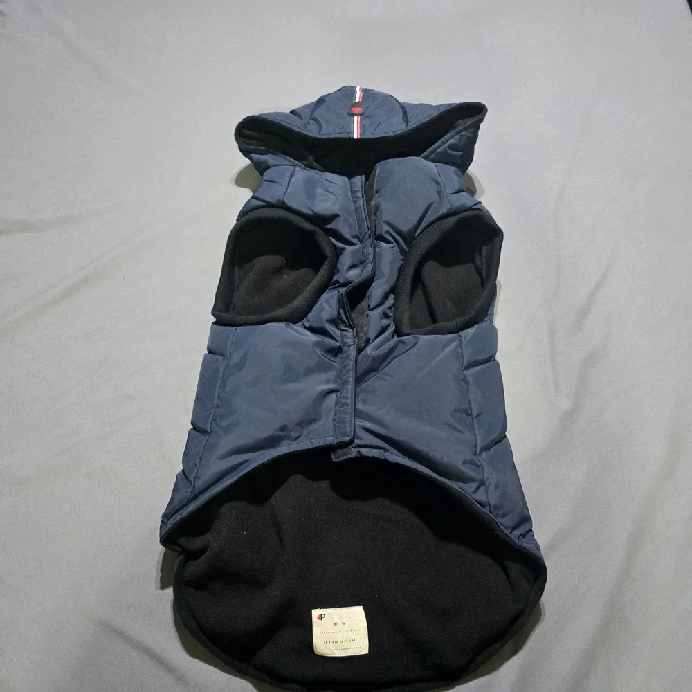 Pajar Pup Puffer Vest Dog XXL Navy Blue Quilted Fleece Lined Hooded P8N104F00X